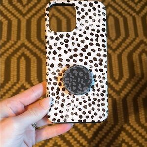 Leopard Print Phone Case with Black and White Design